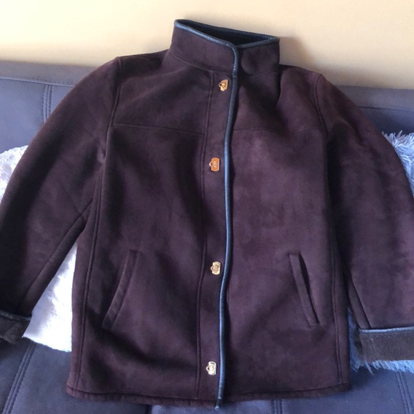 GALLERY Brown Faux Suede Coat Size Medium - Picture 3 of 12